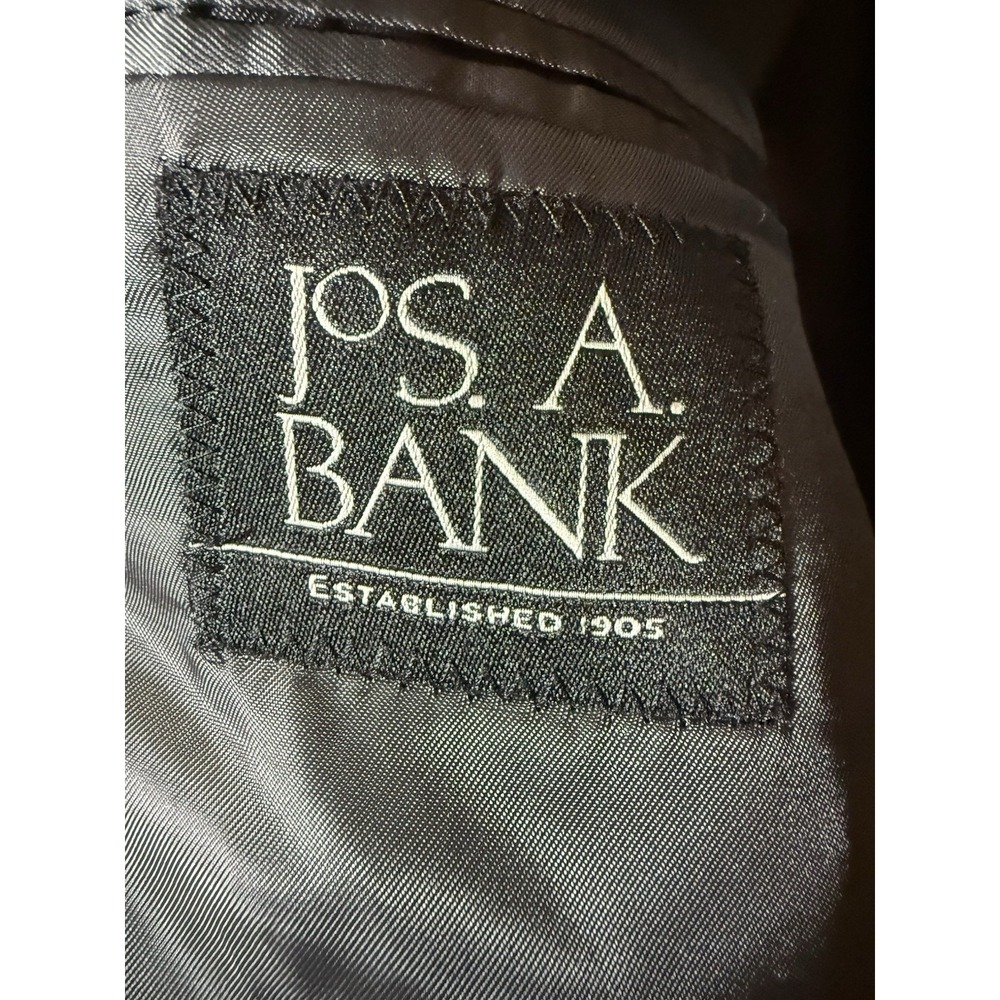 JOS A BANK men Grey Black WINDOWPANE 100% WOOL sport coat suit jacket blazer 43R - Picture 4 of 6